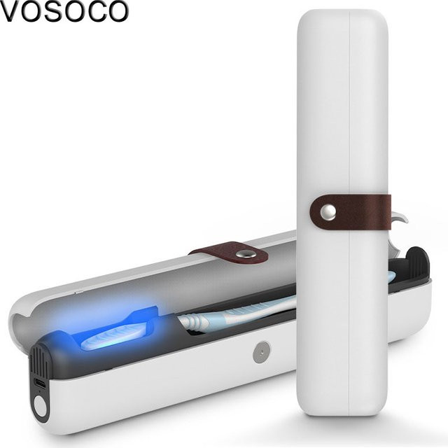 VOSOCO Tragbare UV-C-LED Zahnbürsten- und Bestecksterilisatorbox mit Reiseetui in Weiß - Bild 1