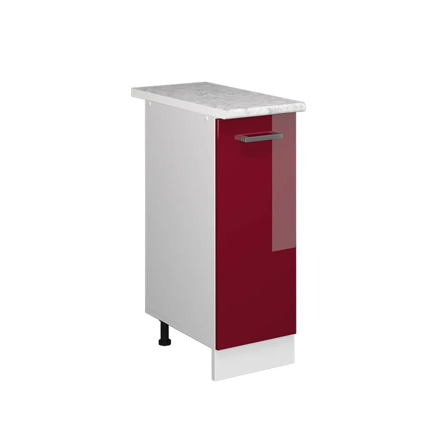 Vicco Apothekerunterschrank R-Line Küchenschrank in Weiß und Bordeaux Hochglanz mit Marmor Arbeitsplatte, Breite: 30 cm, Höhe: 81,6 cm, Tiefe: 19,73 cm - Bild 3