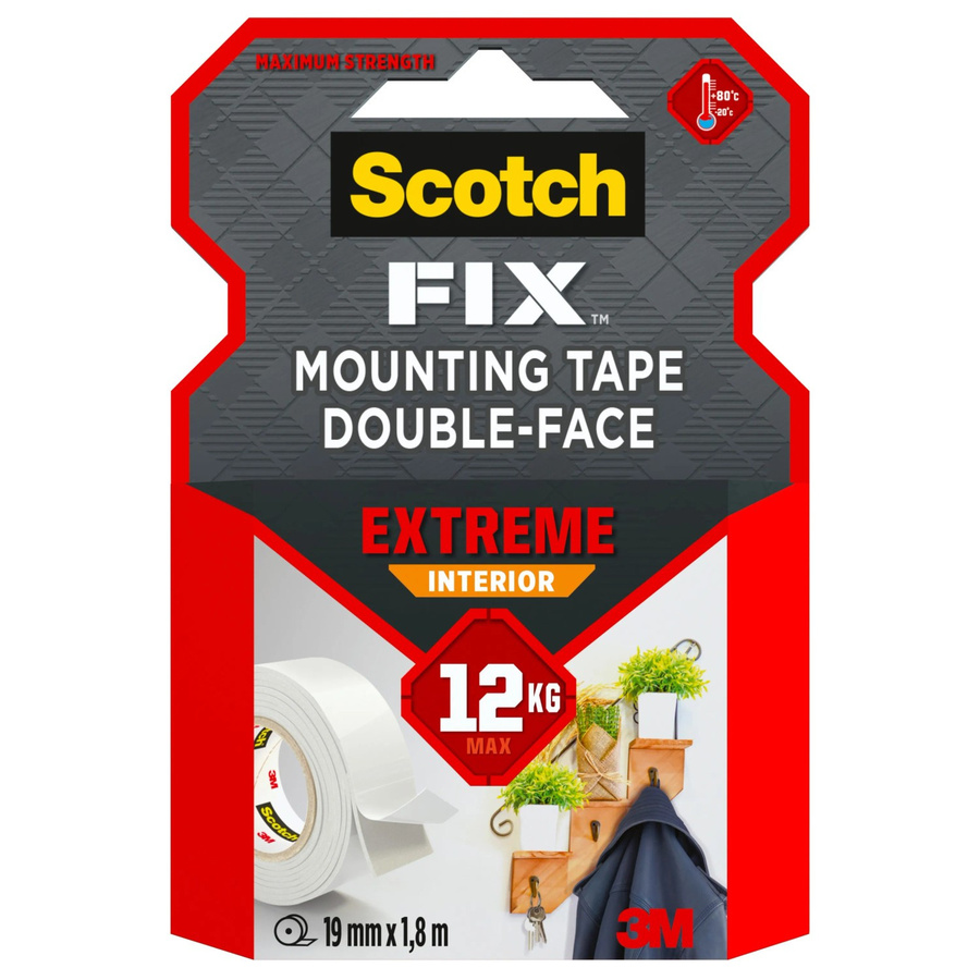 Scotch-Fix Extreme Doppelseitiges Innenmontageband in Weiß, Breite: 1,9 cm, Länge: 1,8 m - Bild 2