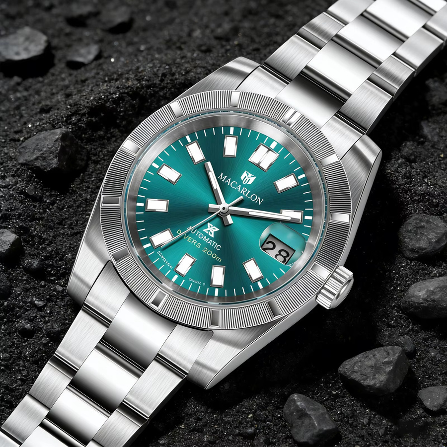 MACARLON Automatikuhr, Edelstahl, Saphirglas, 38 mm, Herren, Blau - Bild 2
