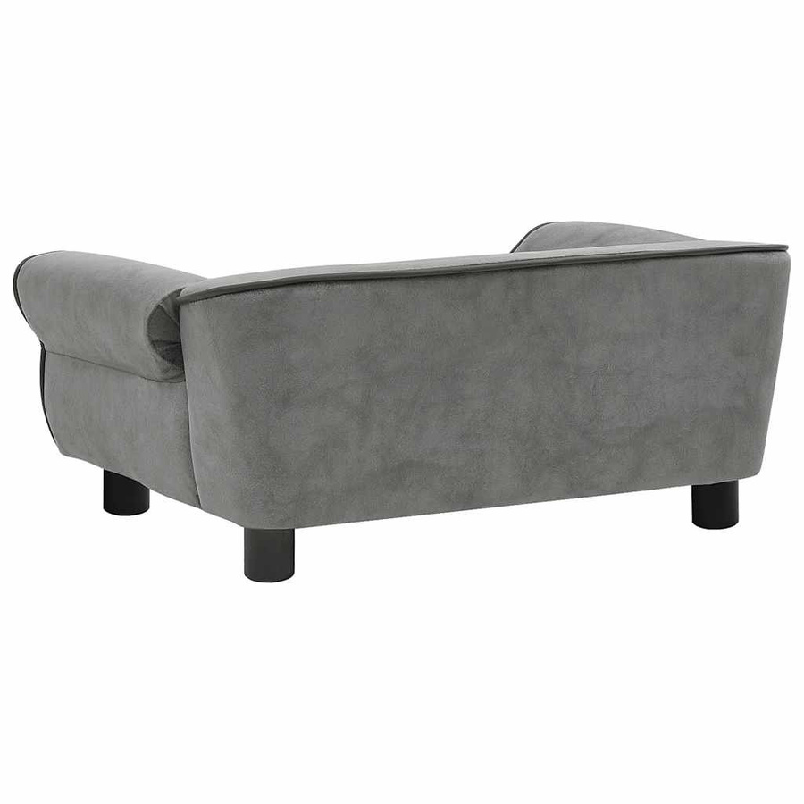 Vidaxl Hundesofa aus Plüsch in Grau mit abnehmbarem Bezug und rutschfester Unterseite, B/T/H: 72 x 45 x 30 cm - Bild 3