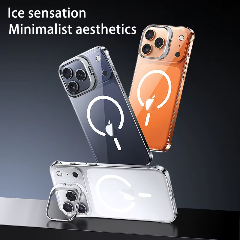 Transparente Rahmenlose Handyhülle für iPhone mit magnetischer Linsenhalterung in Weiß - Bild 3