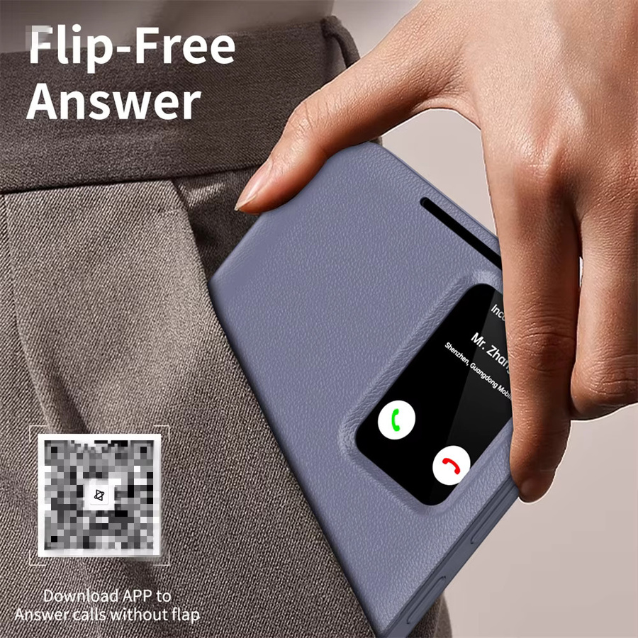 Window View Smart APP Lederhülle für Samsung Galaxy A57 A56 A55 A37 A27 A16 A17 Wallet Flip Cover in Braun mit Anrufannahme-Funktion - Bild 6