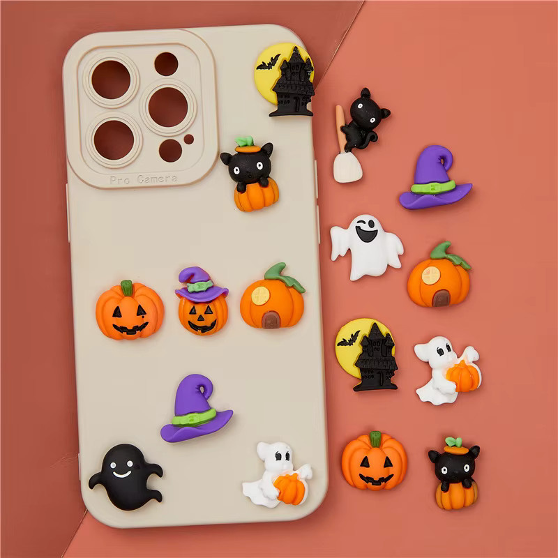 10 Stück Halloween Harz-Magnete mit Motiv-Aufklebern in Schwarz und Multicolour für Fotos und Heimdekoration - Bild 3