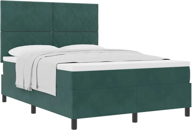 vidaXL Boxspringbett mit Matratze und Taschenfederkern in Dunkelgrün, B/T/H: 140 x 200 x 280 cm - Bild 1