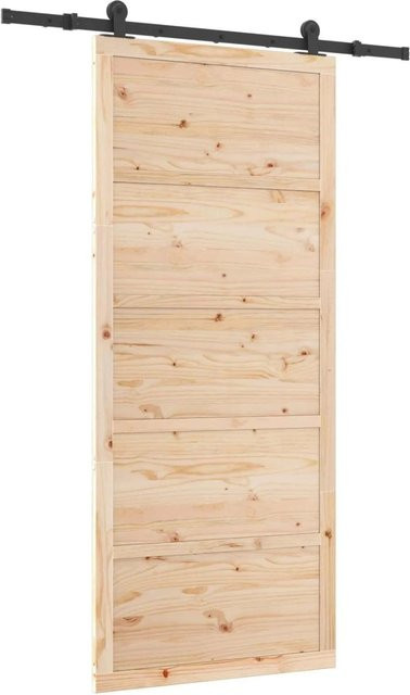 vidaXL Schiebetür aus massivem Kiefernholz in Braun, Höhe: 208 cm, Breite: 80 cm - Bild 1