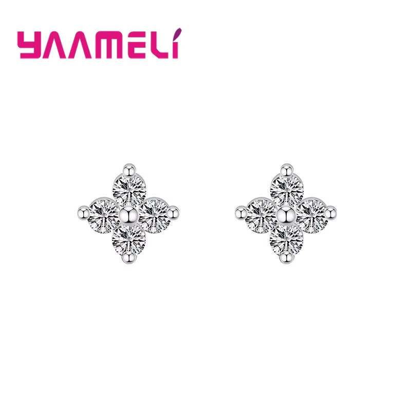YAAMELI Ohrstecker 925 Silber, Kleeblatt, Zirkonia, Damen, Mädchen - Bild 2