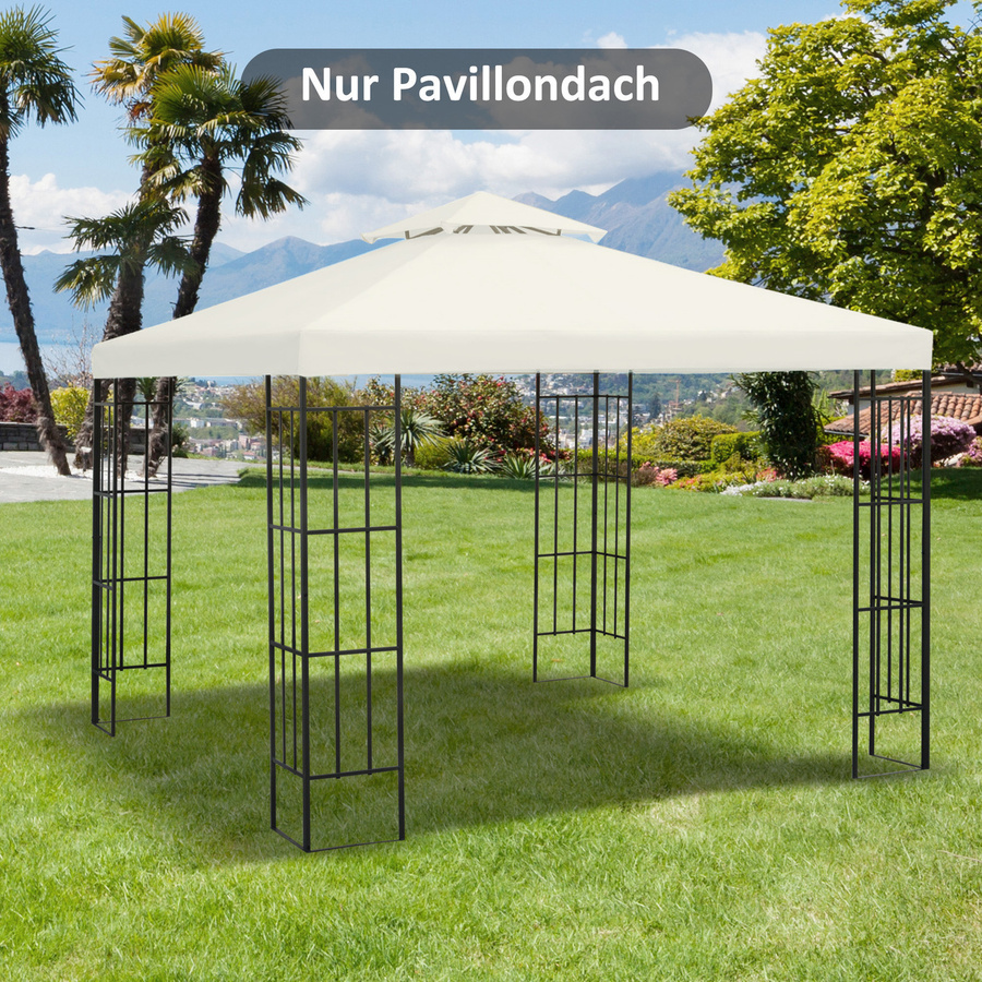 Outsunny Ersatzdach für Metallpavillon aus Polyester in Cremeweiß, Maße: 3 x 3 m - Bild 2