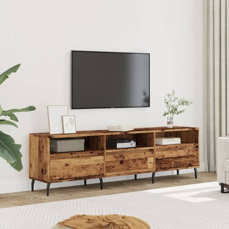 Vidaxl TV-Schrank im Industrial Design aus Holzwerkstoff und Metall, Braun, B/T/H: 150 x 30 x 44,5 cm - Bild 1