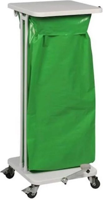 PROREGAL Abfallsackständer mit Deckel und Fußpedal, 120 Liter, Weiß, H x B x T: 89,2 x 46,5 x 49,7 cm - Bild 1