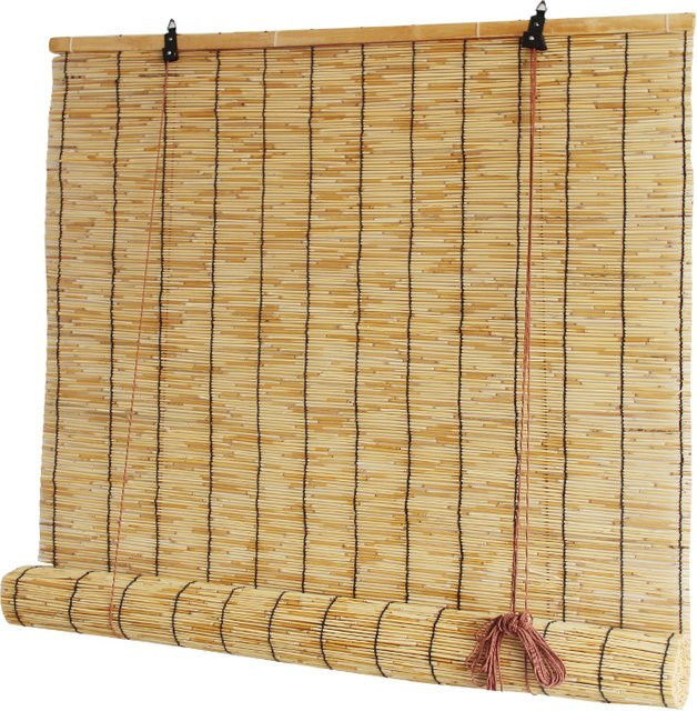 Maßgefertigte Strohrohr-Vorhänge als Außen-Sonnenschutz für Decken, Wände, Trennwände und Zäune, Farbe: Beige oder Schwarz, Breite: 100 cm, Höhe: 100 cm - Bild 1
