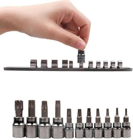 8-teiliges Torx Bit Steckschlüssel Set mit Adapter für 1/4, 3/8 und 1/2 Zoll inklusive Inbusschlüssel und Spline Bits für Drehmomentschlüssel und Ratschen