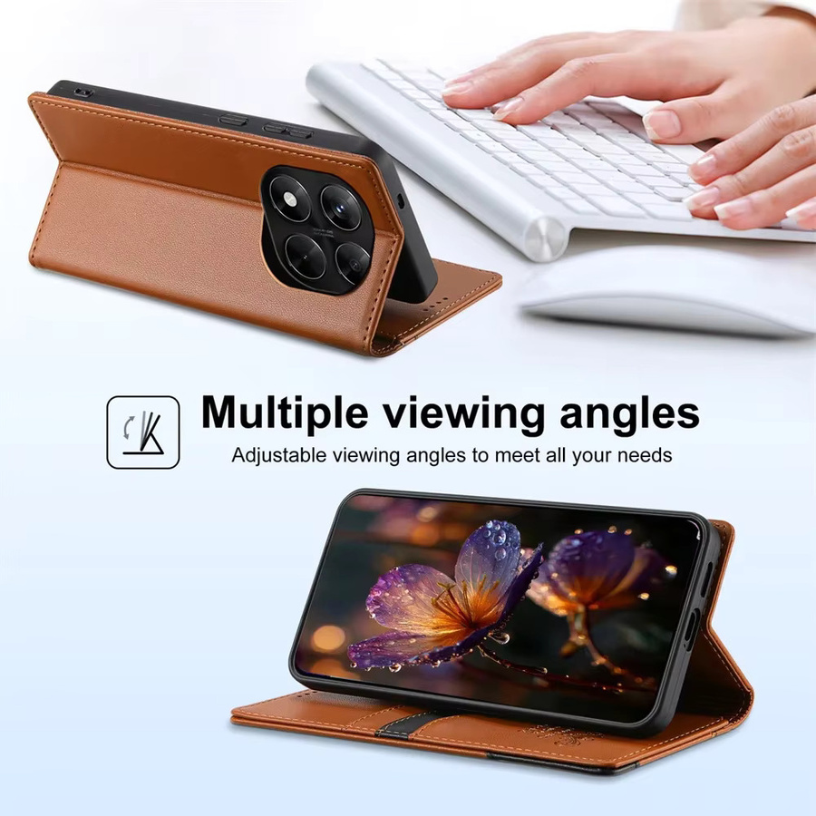 Magnetische Luxus Flip Leder Handyhülle mit RFID-Schutz für Xiaomi Redmi Note 10 11 12 13 14 Pro Plus 12S 11A 13C 14C 4G 5G in Lila - Bild 5