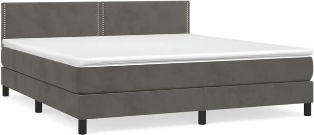 vidaXL Boxspringbett mit Matratze in Dunkelgrau aus Samt, Hybrid-Design mit Taschenfederkern, B/T/H: 160 x 200 x 203 cm - Bild 1