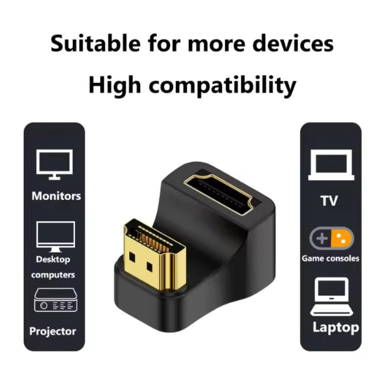Fengyidz HDMI 2.1 Adapter in Schwarz mit 360 Grad abgewinkeltem U-förmigem Stecker für UHD 8K@60Hz HDTV, PS5 und Laptop - Bild 1