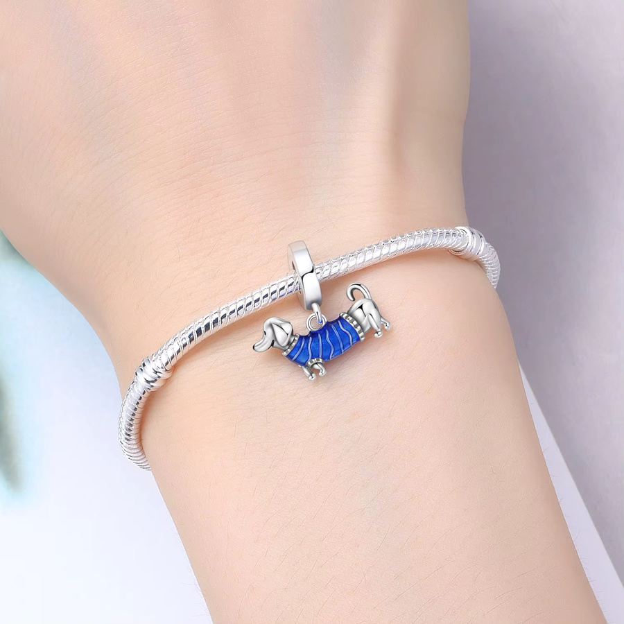 Orstarry Charm-Anhänger, 925 Silber, Wursthund-Tierperlen, Unisex - Bild 2