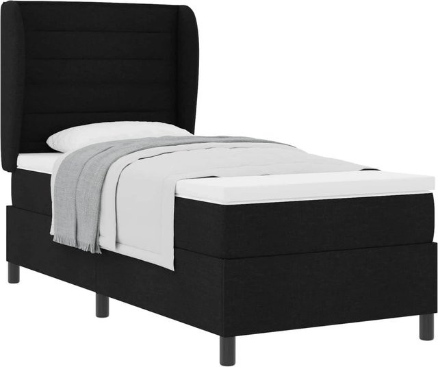 vidaXL Boxspringbett mit Matratze in Schwarz aus Stoff, modern, B/T/H: 90 x 190 x 128 cm - Bild 1