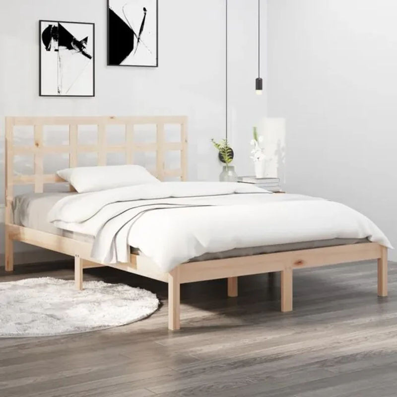 Massivholzbett Vidaxl aus Kiefer in Braun, Skandinavischer Stil, B/T/H: 160 x 200 x 31 cm - Bild 1