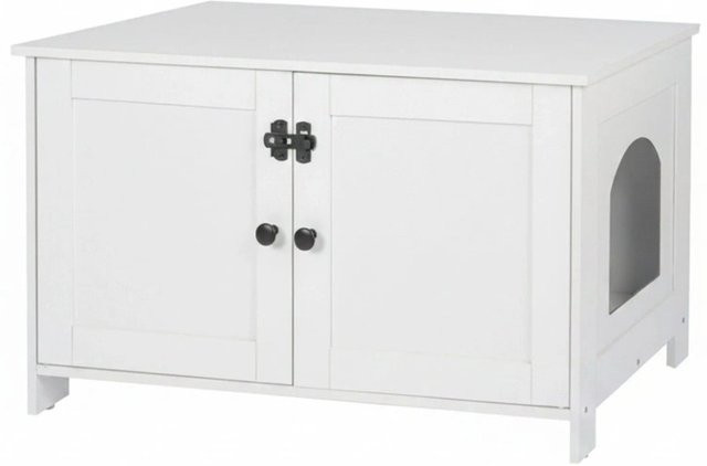Relaxdays Katzenschrank aus MDF und Metall in Weiß, abschließbar, B: 46 cm, H: 78,5 cm, T: 44,5 cm - Bild 1