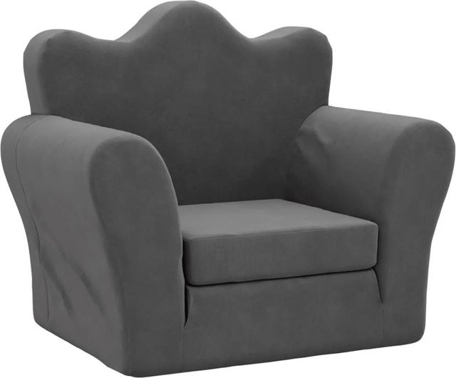 vidaXL Schlafsofa für Kinder in Anthrazit aus weichem Plüsch und Samt mit Schaumstofffüllung - Bild 1
