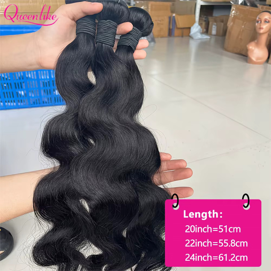 Queenlike Haar Extensions, 24 Zoll, Brasilianisches Rohhaar, Unisex - Bild 3