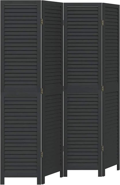 vidaXL 4-teiliger Paravent aus Paulownia-Massivholz in Schwarz matt - Bild 1
