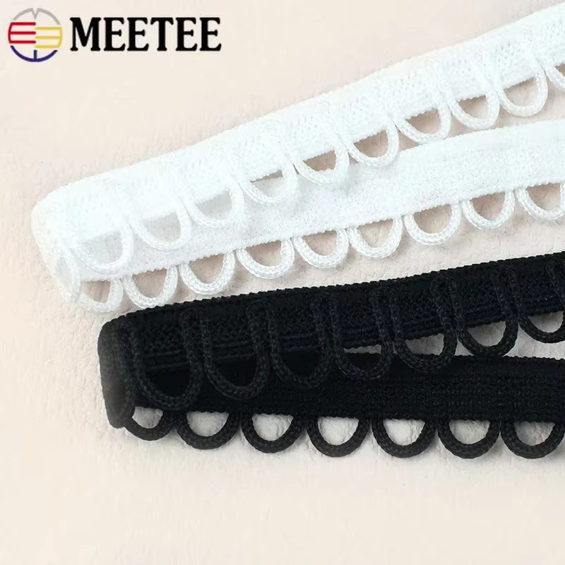 Meetee Nylon Gummiband mit U-Form Schleife und Knopfloch für DIY Näbzubehör in Weiß - Bild 4
