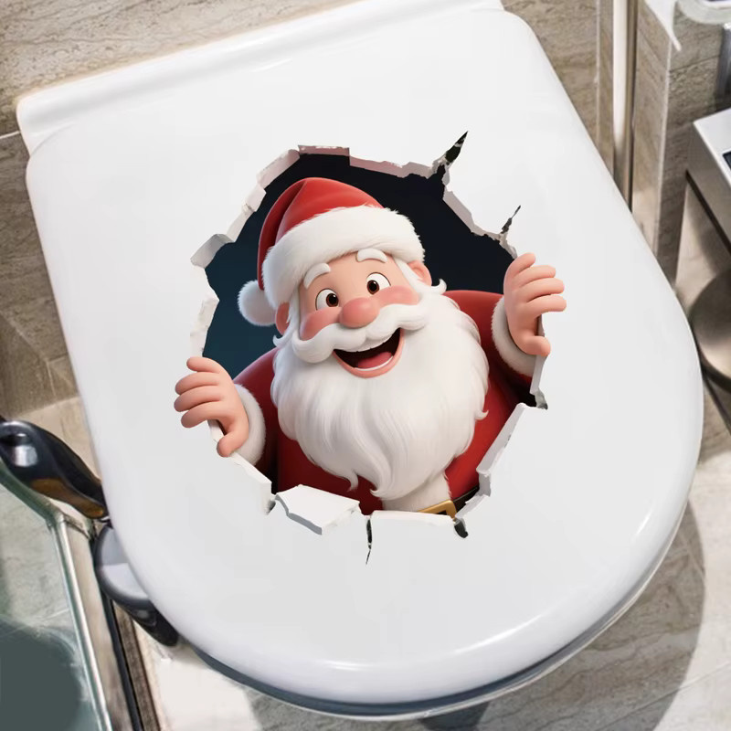 ZQNYCY Weihnachts Aufkleber Santa Elch für die Toiletten Dekoration - Bild 2