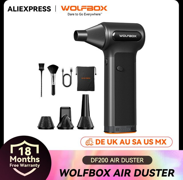 WOLFBOX DF200 Tragbarer Staubbläser mit entnehmbarem Akku, Schwarz - Bild 1