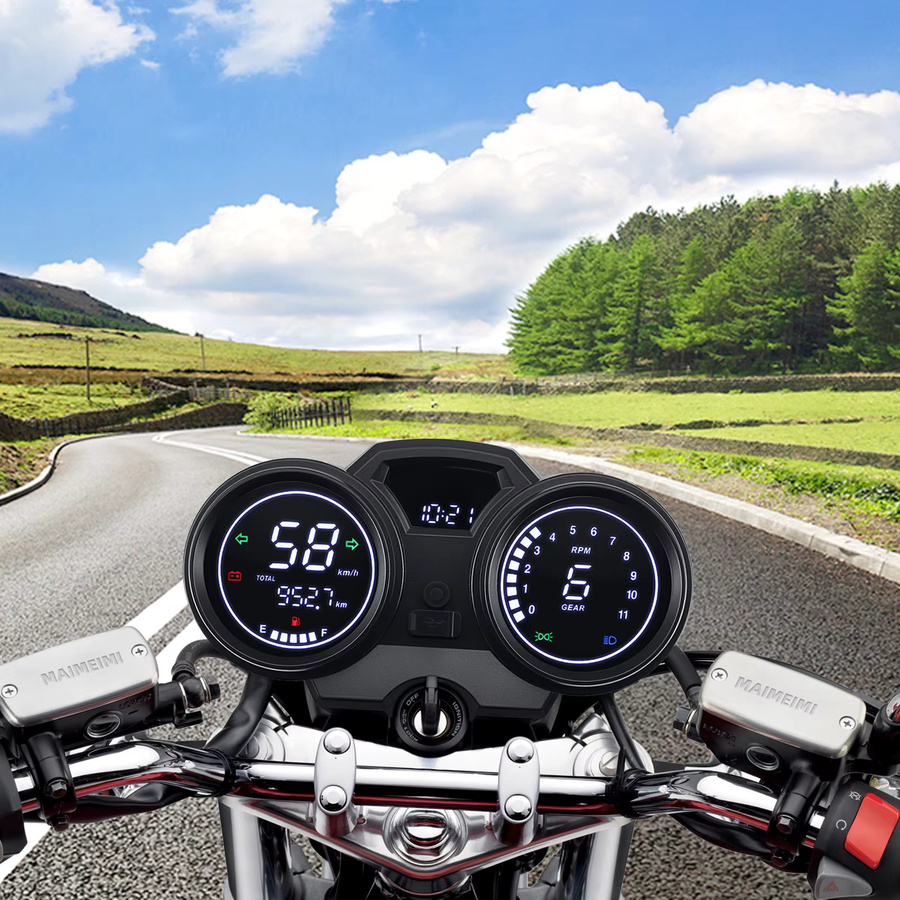 RYSJM Digitaler Motorrad Tachometer mit LCD Display und Stundenzähler in Schwarz - Bild 5