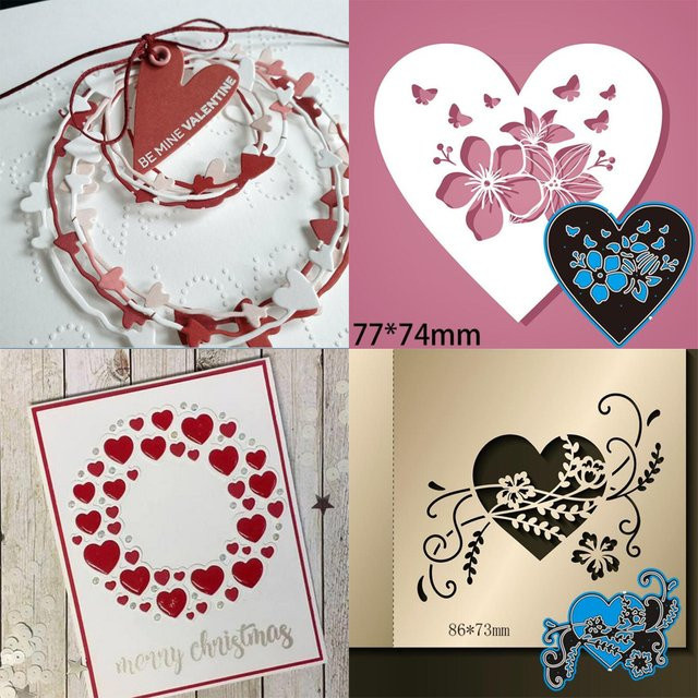 Metall Stanzform Herz und Blume für Scrapbook und Bastelarbeiten - Bild 1