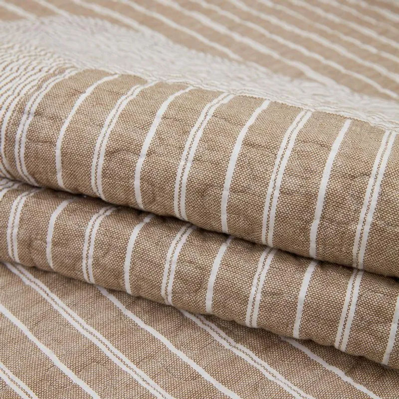 Super Six Sofakissen aus reiner Baumwolle mit Streifenmuster in Grau und Beige, B/B: 70 x 70 cm - Bild 2