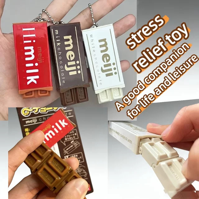 Bandai Meiji Schokoladen-Fidget-Spielzeug, Stressabbau-Schlüsselanhänger, 1-teiliges Set - Bild 1