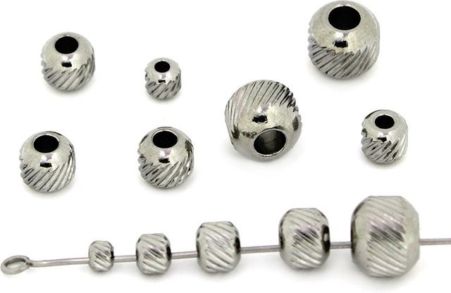 SUMOORL Abstandsperlen Edelstahl, Silber, Runde Kugeln - Bild 1