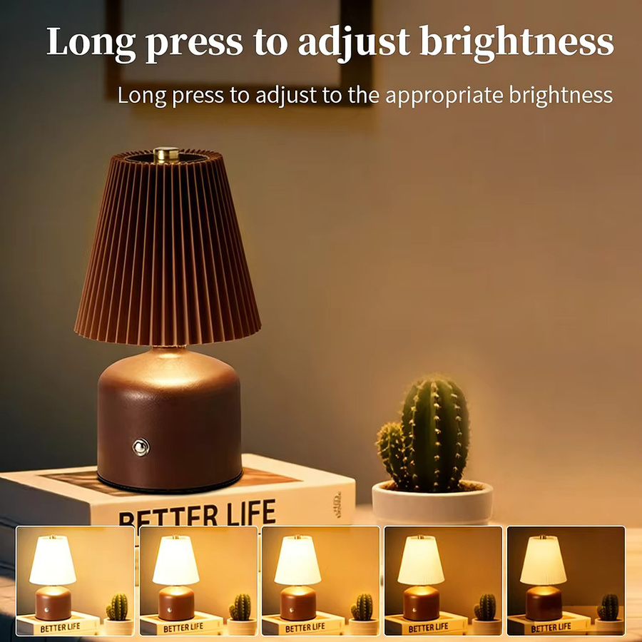 KFV LED Nachttischlampe mit Stoffschirm, dimmbar und wiederaufladbar, moderne Touch-Tischleuchte für das Schlafzimmer - Bild 4