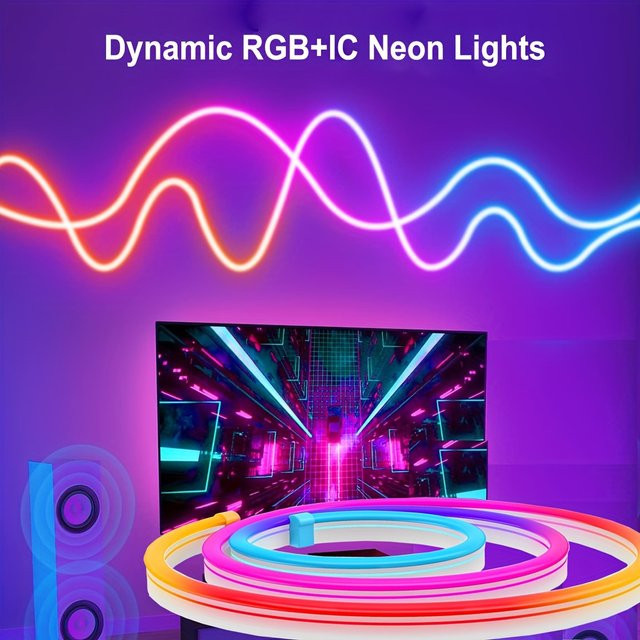 SerRickDon RGBIC Neon-LED-Streifenlicht Multicolour, Intelligentes WiFi USB-LED-Band mit Dreamcolor Chasing & Music Sync, Alexa und Google Assistant Sprachsteuerung für Gaming und Party-Dekoration - Bild 1