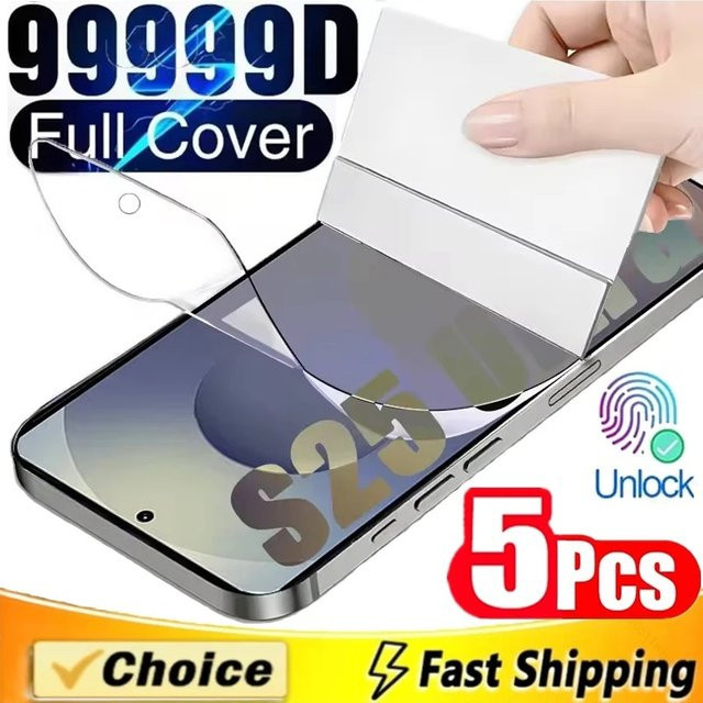 5 Stück transparente Hydrogelfolie Displayschutzfolie für Samsung Galaxy S25 S24 S23 S22 S21 S20 S10 S9 Plus FE und Note 20 Ultra - Bild 1