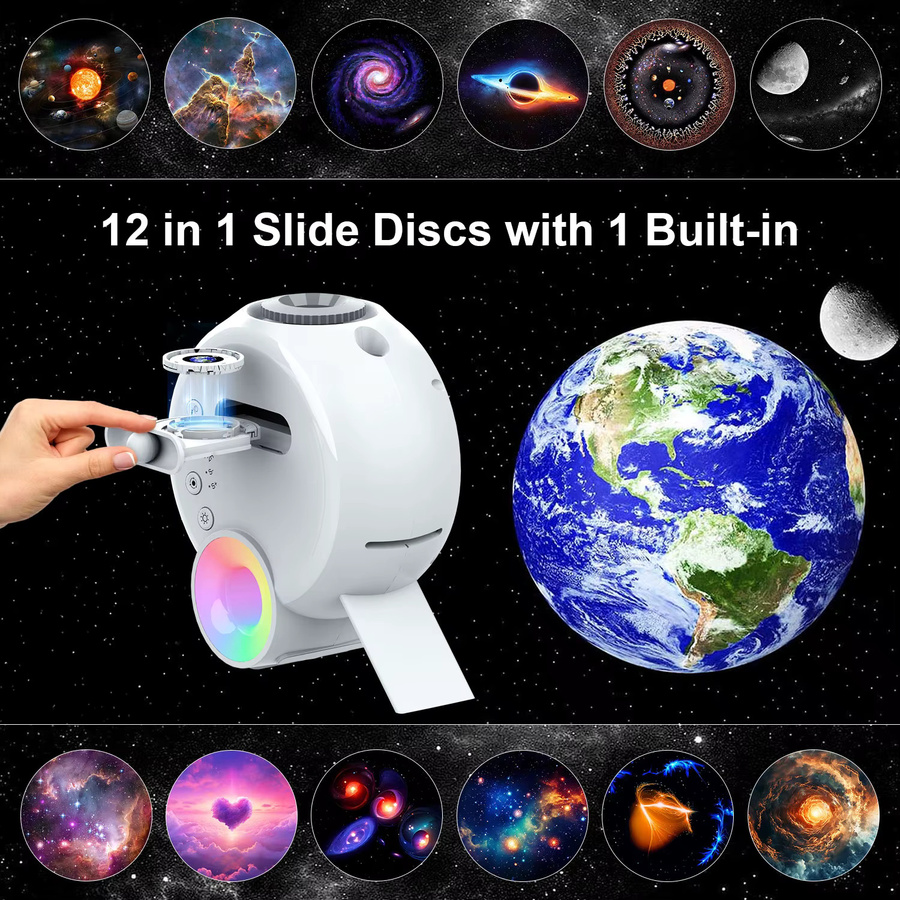 Visason Galaxy-Projektor mit einstellbarem Fokus, Planetarium-Deckenprojektor in Weiß für Schlafzimmer, Kinderzimmer und Partys - Bild 2