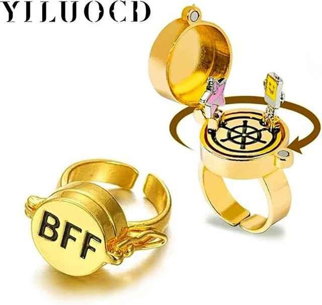 YILUOCD Ringe, 2-teilig, Messing, Gold, Unisex - Bild 1
