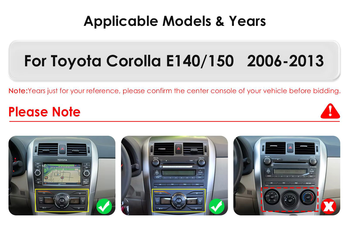 OSSURET Android 13 Autoradio für Toyota Corolla E140 E150 (2006-2013) mit 9,7 Zoll Display, 4G, GPS, Carplay und DSP Multimedia-Player in Schwarz - Bild 2
