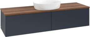 V&B Waschtischunterschrank Antao ohne Frontstruktur, Farbe Weiß mit Walnuss, B/T: 160 x 50 cm, lackiert - Bild 1
