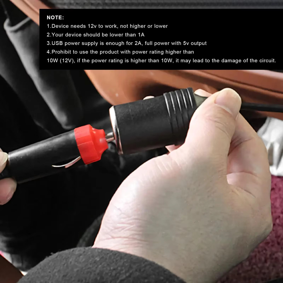 Kebidumei 5V zu 12V Zigarettenanzünder-Adapter mit USB-C Typ C Stecker auf Buchse in Schwarz - Bild 2