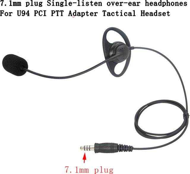 7,1mm Zivil Standard Stecker D-Typ Headset Ohrhörer mit Mikrofon für U94 PTT Adapter und taktische Walkie Talkie in Schwarz - Bild 1