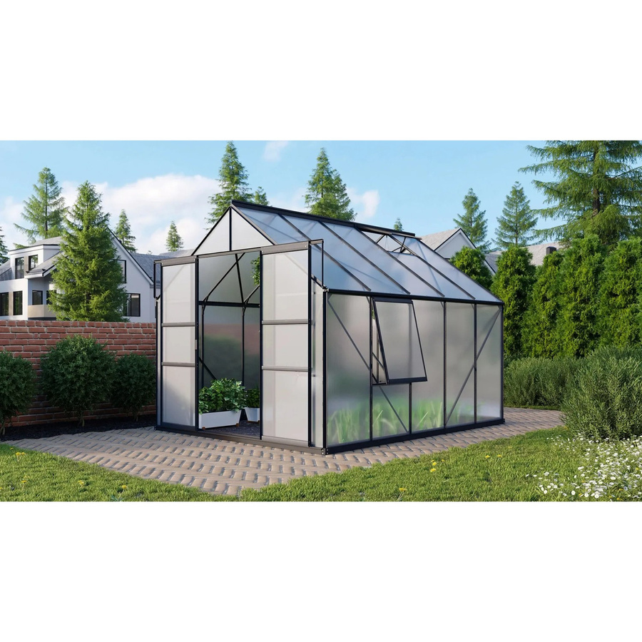Vitavia Gewächshaus Meridian 2 8300 in Schwarz mit 8,3 m² Fläche, Aluminiumrahmen und 4 mm Polycarbonat-Hohlkammerplatten - Bild 4