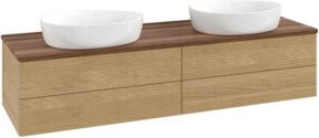 V&B Waschtischunterschrank Antao mit Frontstruktur in Walnut und Honey Oak, B: 160 cm, T: 50 cm - Bild 1
