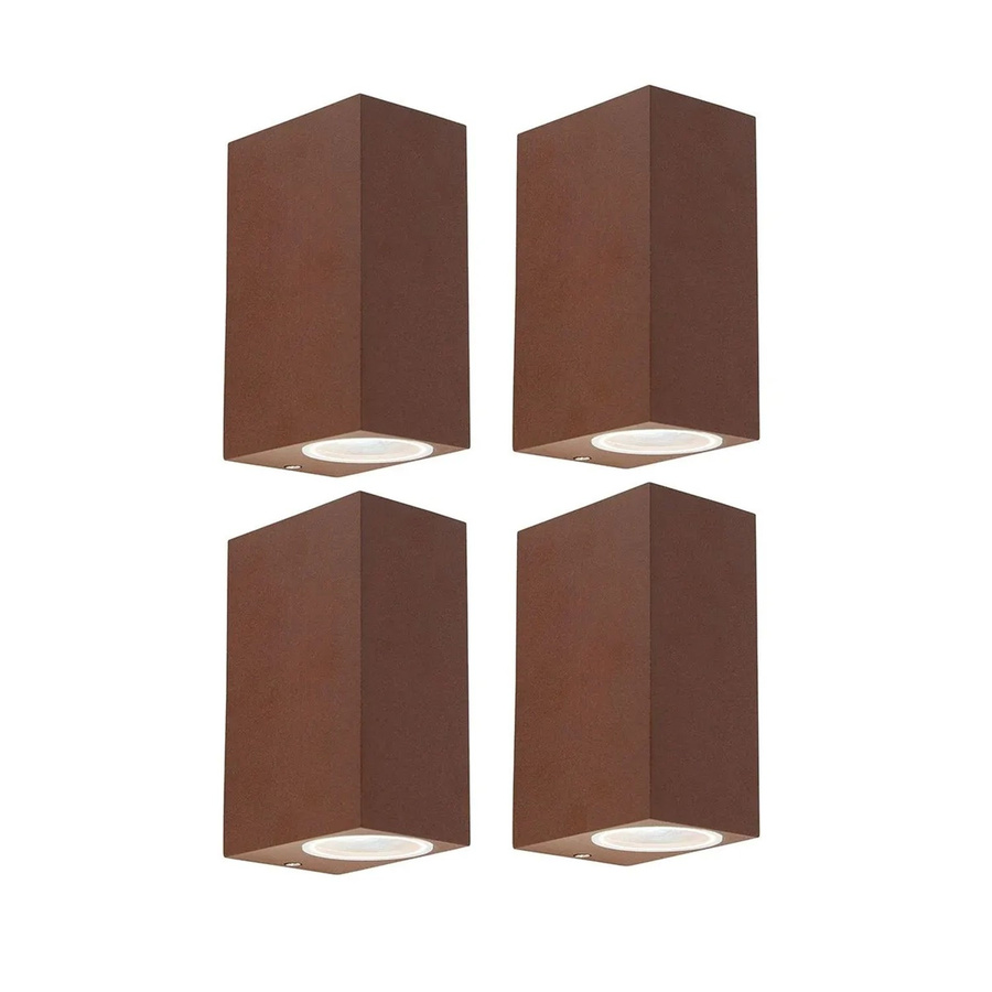QAZQA Baleno II 4er Set Industrie Wandleuchten aus Aluminium in Rostbraun, IP44, dimmbar, Up-Down Licht für Badezimmer und Haustür, GU10 - Bild 2