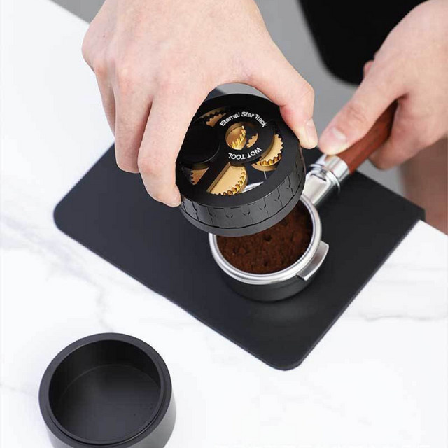 YUAN-ECT Eternal Star Track Kaffeeverteilungstool für 58 mm Siebträger, Espresso-Rührer und WDT-Werkzeug mit Dosierring, Schwarz, Edelstahl - Bild 1