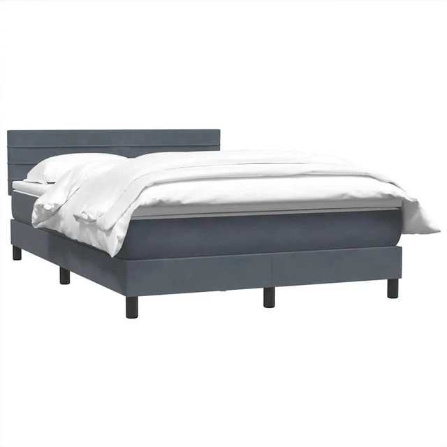 vidaXL Boxspringbett mit Matratze Hybrid-Design aus Samt in Dunkelgrau und Weiß, B/T/H: 160 x 210 x 78 cm - Bild 1