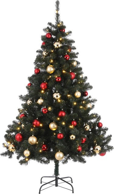 Black Box Trees Weihnachtsbaum Fynn mit LED in Rot-Gold und Grün, Höhe: 185 cm, Durchmesser: 115 cm - Bild 1