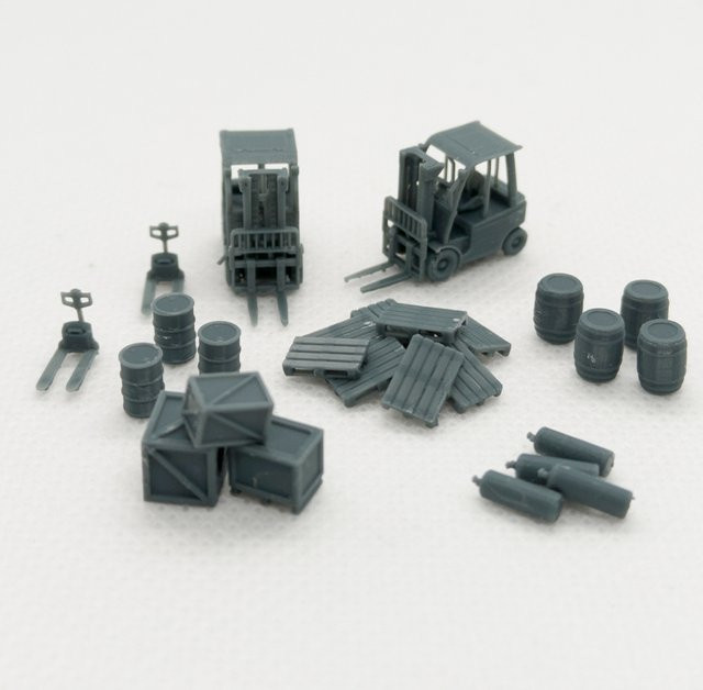 Yao's Studio Lagersatz Gabelstaplerboxen Paletten Miniaturgebäude, Fahrzeuge, 1:87 - Bild 1